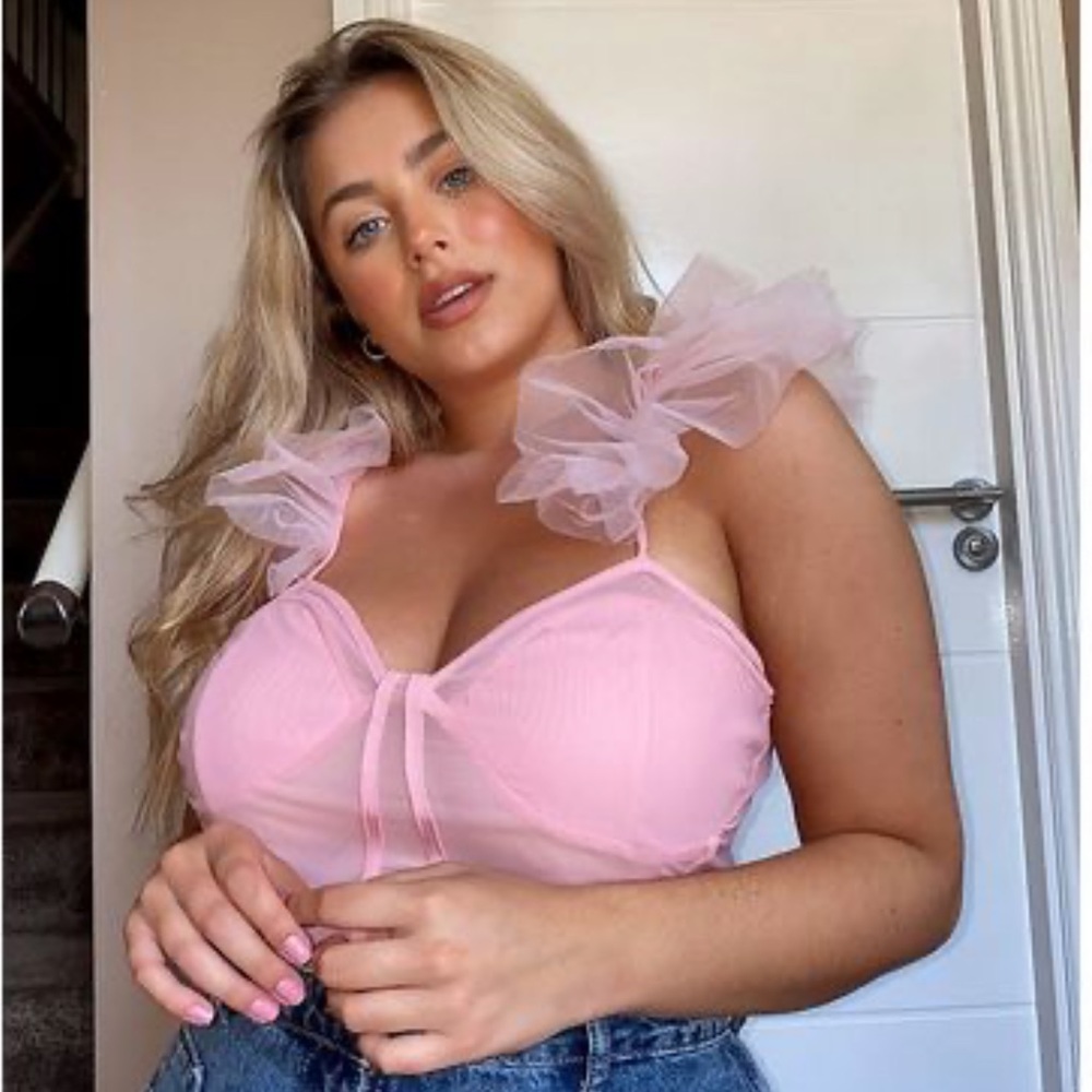 ASOS Curve NaaNaa Plus Size Pink tulle bodysuit